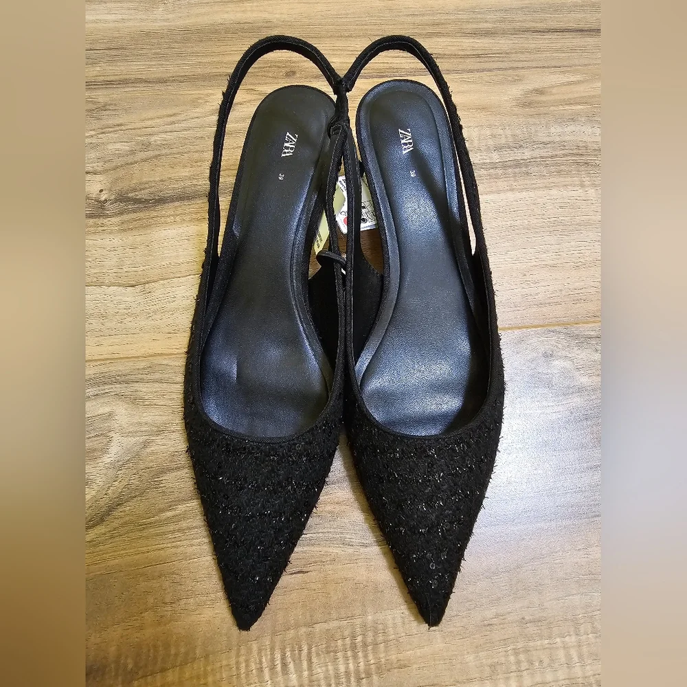 Zara SLINGBACK FABRIC HEELS - Picture 1 of 16
